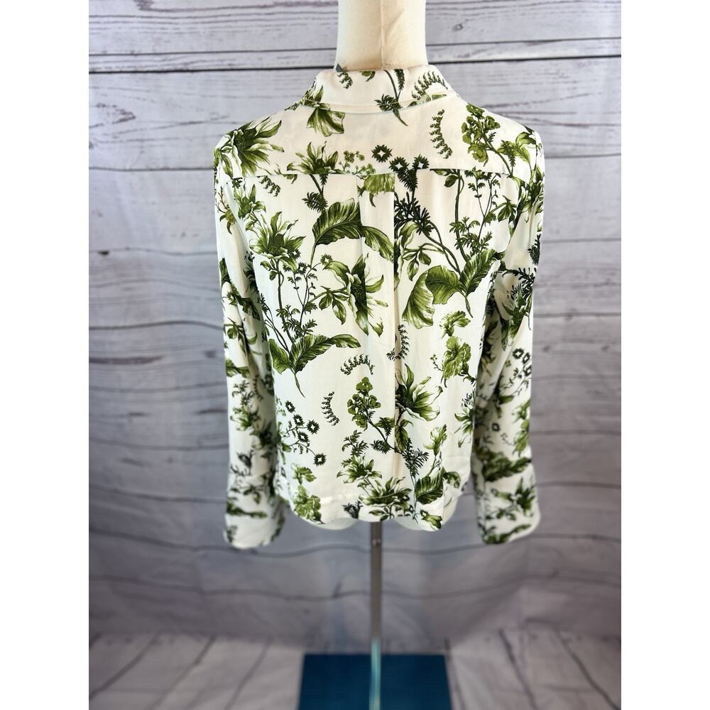 Anthropologie Blouse Womens XS Green Botanical Print Bell Sleeve Viscose - Picture 4 of 8